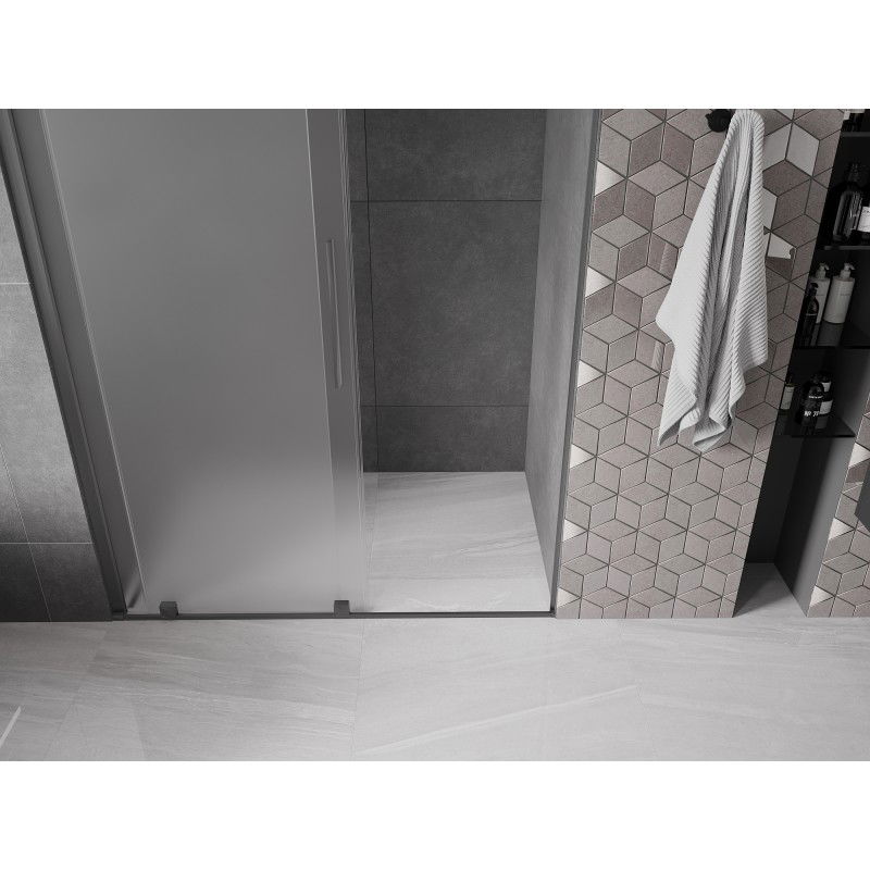 Mexen Velar portes de douche coulissantes 150 cm, givré, gun metal - 871-150-000-31-95