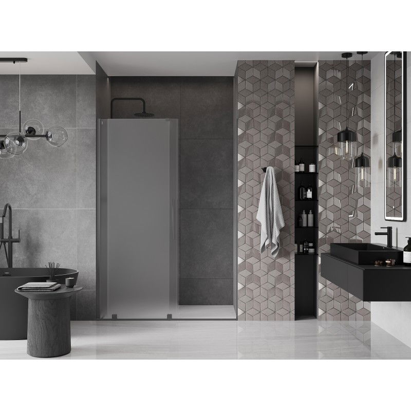 Mexen Velar porte de douche coulissante 130 cm, givré, gun metal - 871-130-000-31-95