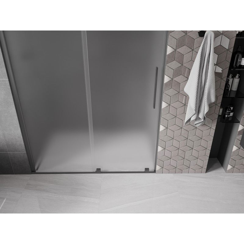 Mexen Velar portes de douche coulissantes 150 cm, givré, gun metal - 871-150-000-31-95