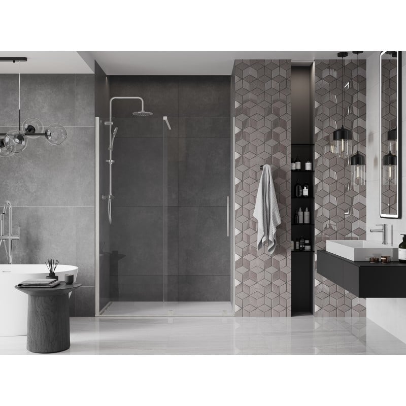 Mexen Velar porte de douche coulissante 140 cm, transparent, nickel brossé - 871-140-000-01-97