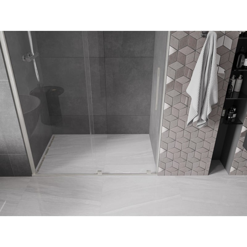 Mexen Velar porte de douche coulissante 140 cm, transparent, nickel brossé - 871-140-000-01-97