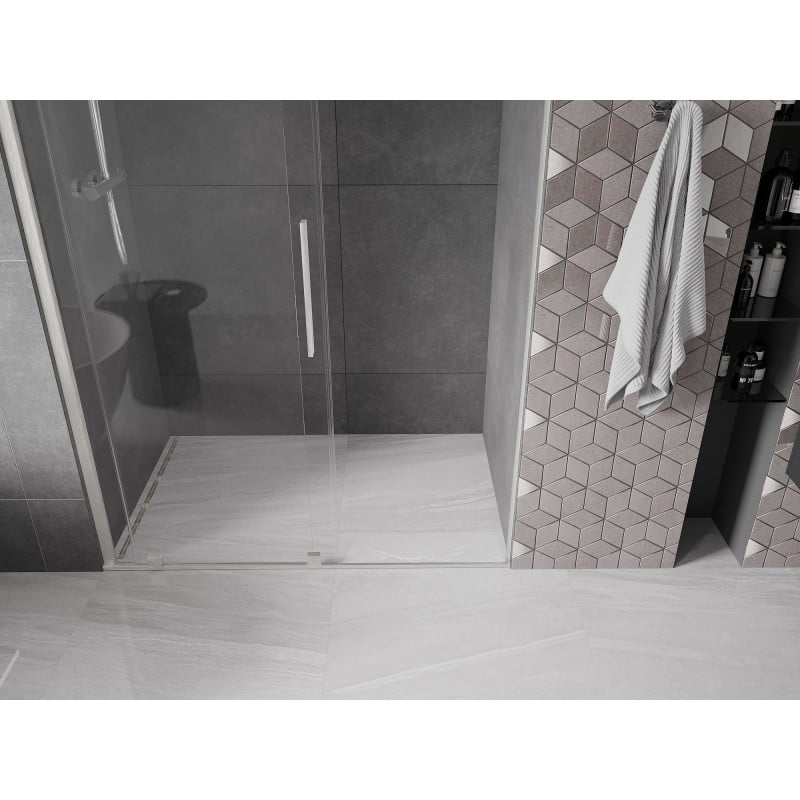 Mexen Velar porte de douche coulissante 140 cm, transparent, nickel brossé - 871-140-000-01-97