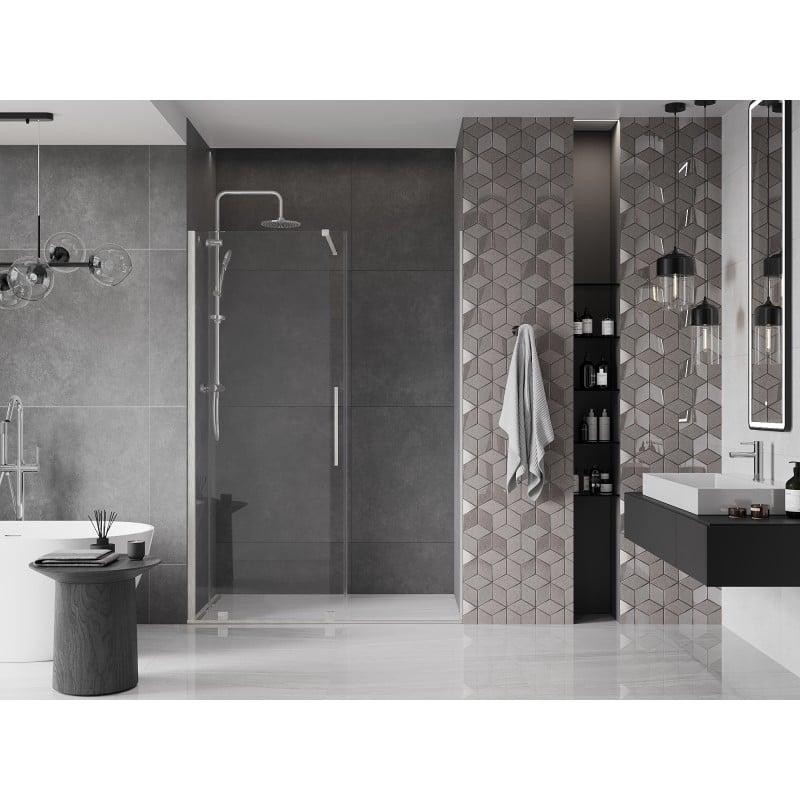 Mexen Velar porte de douche coulissante 150 cm, transparent, nickel brossé - 871-150-000-01-97