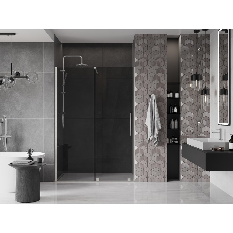 Mexen Velar porte de douche coulissante 130 cm, graphite, nickel brossé - 871-130-000-41-97