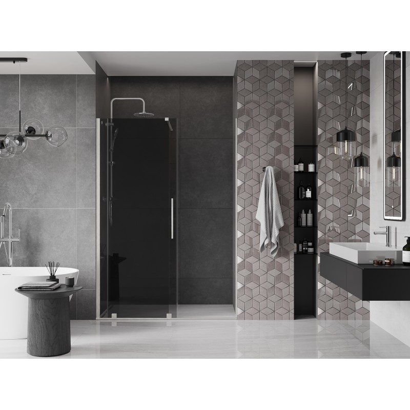Mexen Velar porte de douche coulissante 130 cm, graphite, nickel brossé - 871-130-000-41-97