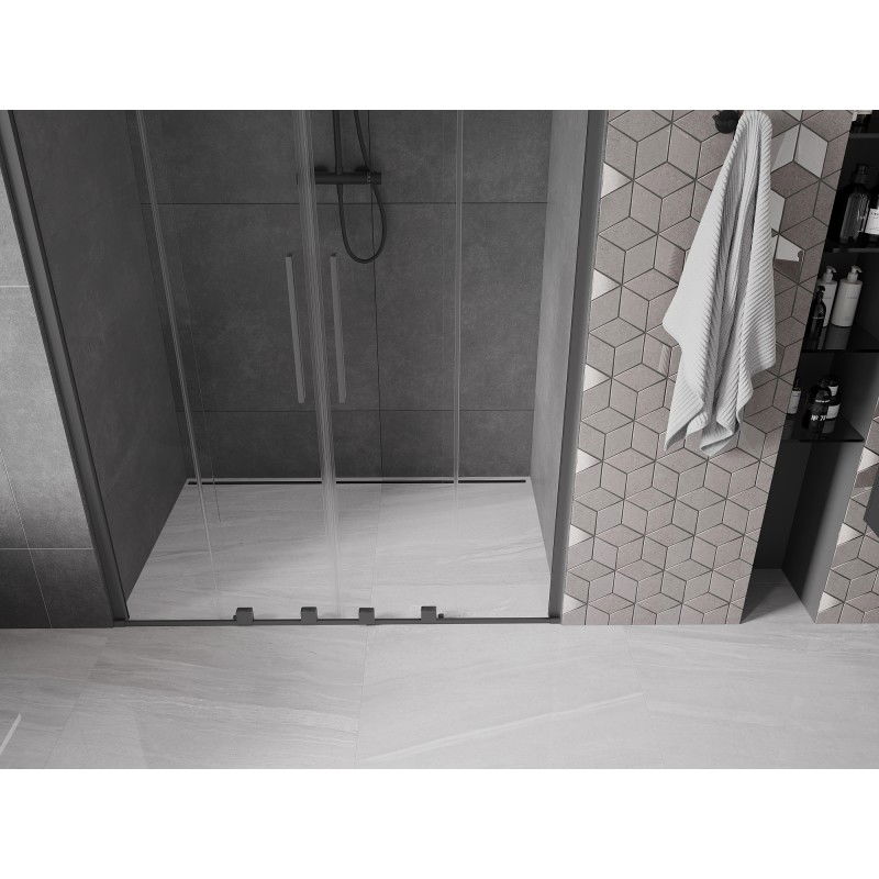 Mexen Velar Duo porte de douche coulissantes 140 cm, transparent, gun metal - 871-140-000-02-95