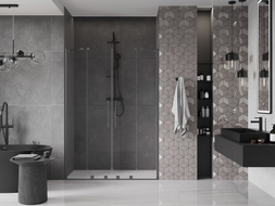 Mexen Velar Duo porte de douche coulissante 150 cm, transparent, gun metal - 871-150-000-02-95