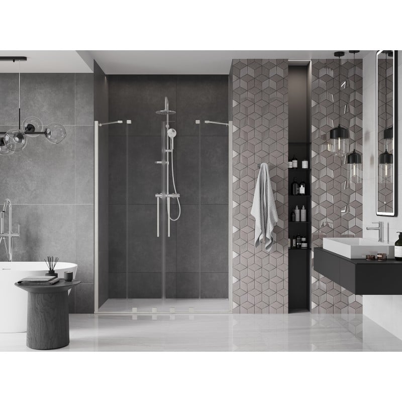 Mexen Velar Duo porte de douche coulissante 140 cm, transparent, nickel brossé - 871-140-000-02-97