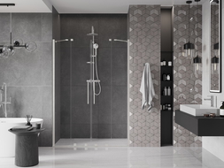 Mexen Velar Duo porte de douche coulissante 140 cm, transparent, nickel brossé - 871-140-000-02-97