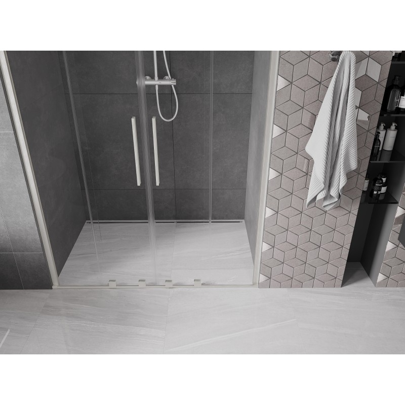 Mexen Velar Duo porte de douche coulissante 160 cm, transparent, nickel brossé - 871-160-000-02-97