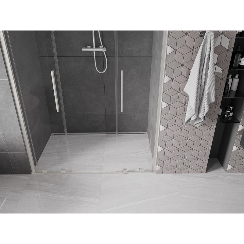 Mexen Velar Duo porte de douche coulissante 160 cm, transparent, nickel brossé - 871-160-000-02-97
