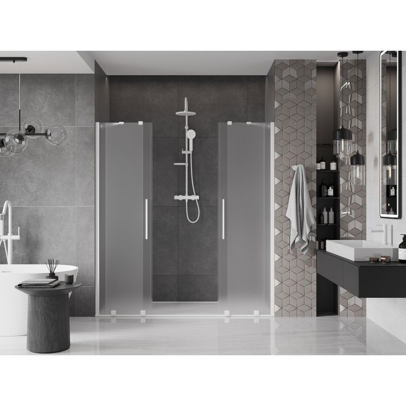 Mexen Velar Duo porte de douche coulissante 200 cm, givrée, blanche - 871-200-000-32-20