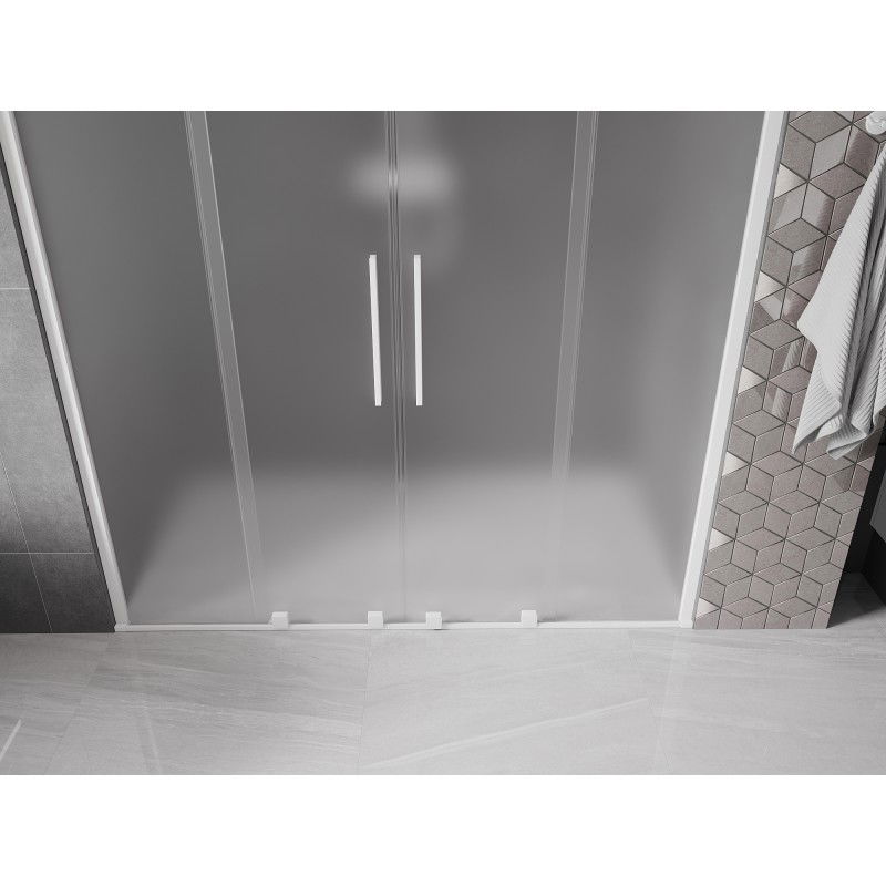 Mexen Velar Duo porte de douche coulissante 200 cm, givrée, blanche - 871-200-000-32-20