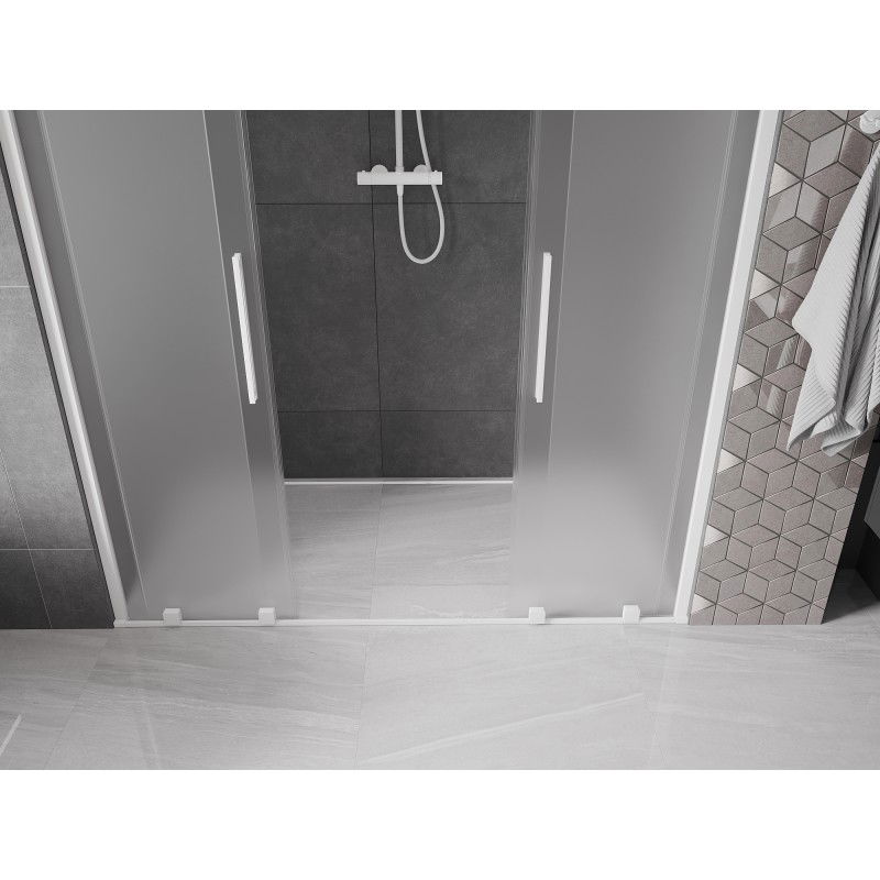 Mexen Velar Duo porte de douche coulissante 170 cm, givrage, blanc - 871-170-000-32-20