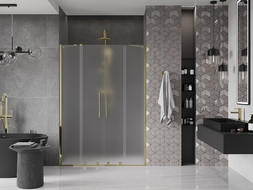 Mexen Velar Duo portes de douche coulissantes 140 cm, givré, or - 871-140-000-32-50