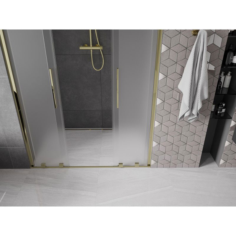 Mexen Velar Duo portes de douche coulissantes 140 cm, givré, doré - 871-140-000-32-50
