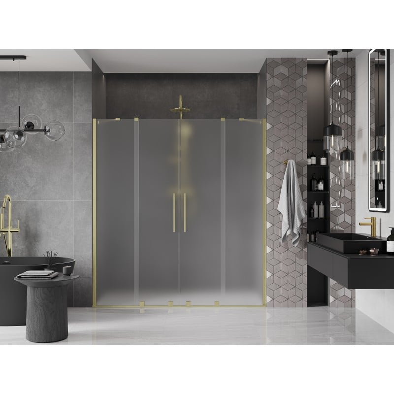 Mexen Velar Duo porte de douche coulissante 180 cm, givre, or brossé - 871-180-000-32-55