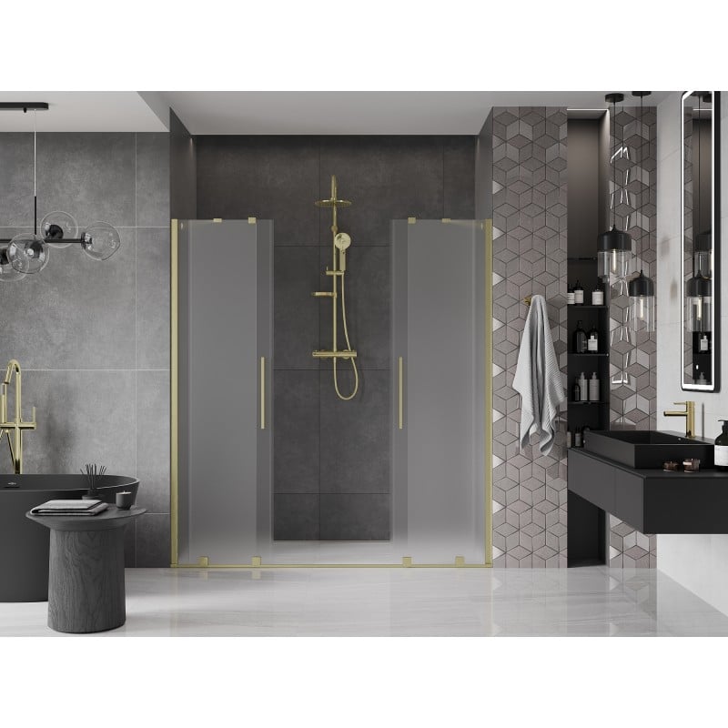 Mexen Velar Duo porte de douche coulissante 180 cm, givre, or brossé - 871-180-000-32-55