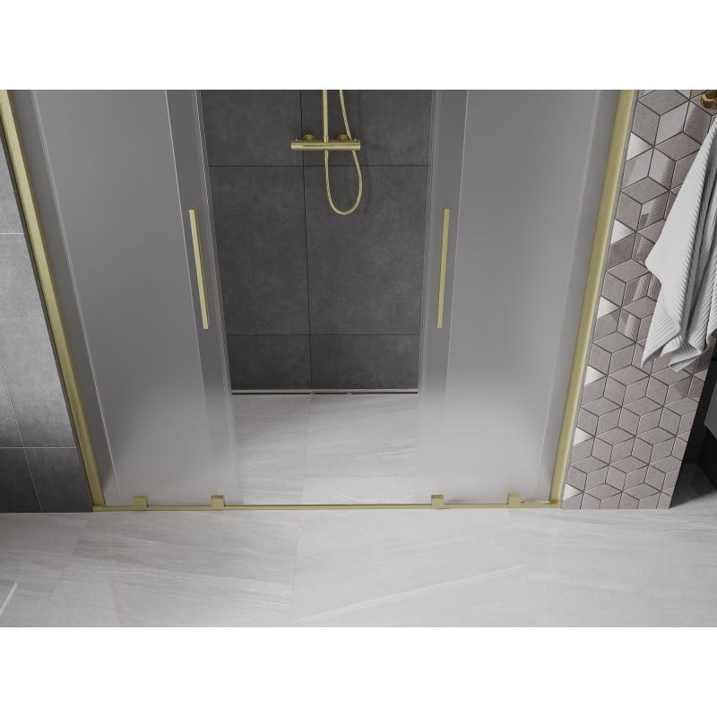 Mexen Velar Duo porte de douche coulissante 180 cm, givre, or brossé - 871-180-000-32-55