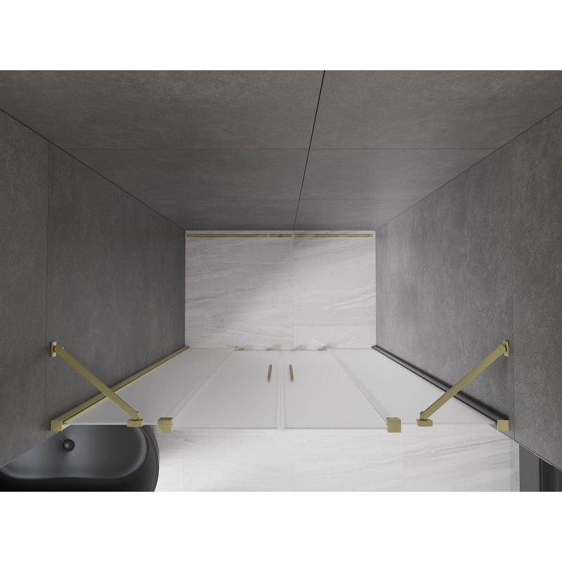Mexen Velar Duo portes de douche coulissantes 160 cm, givré, or brossé - 871-160-000-32-55