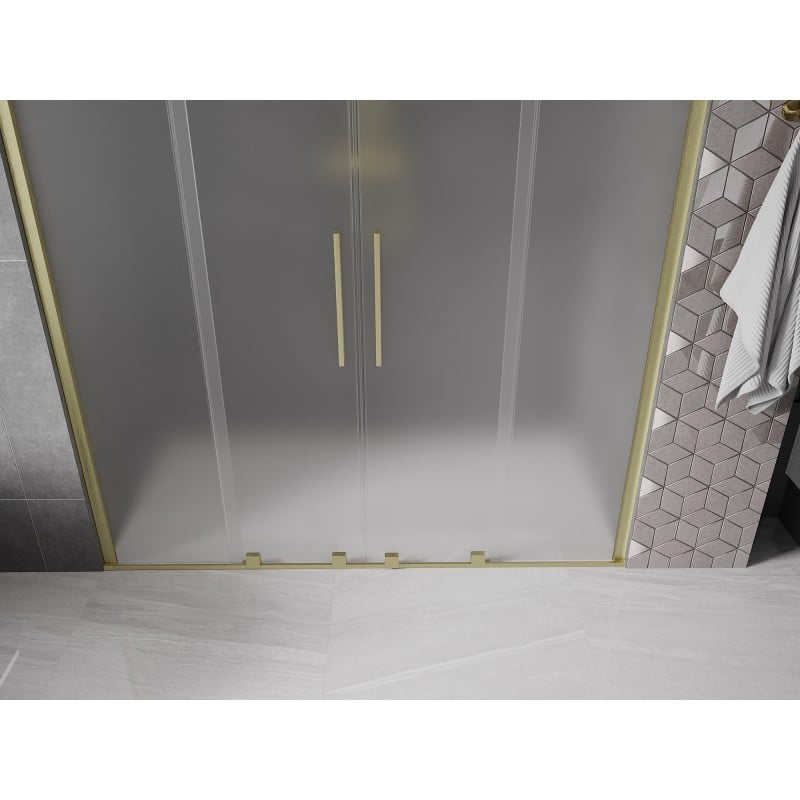 Mexen Velar Duo porte de douche coulissante 180 cm, givre, or brossé - 871-180-000-32-55