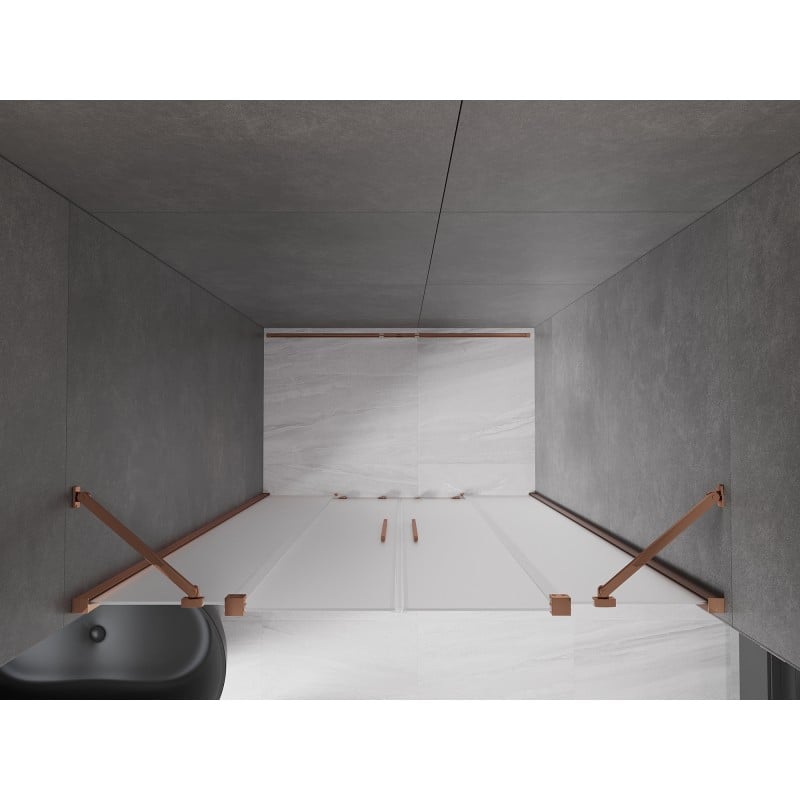 Mexen Velar Duo porte de douche coulissante 140 cm, givré, or rose - 871-140-000-32-60