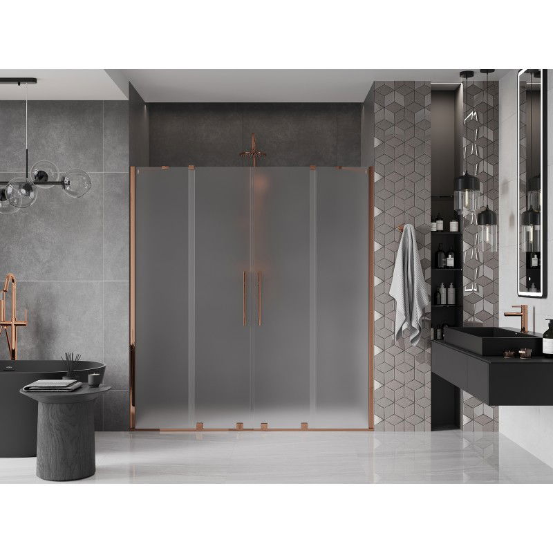 Mexen Velar Duo porte de douche coulissantes 200 cm, givré, or rose - 871-200-000-32-60