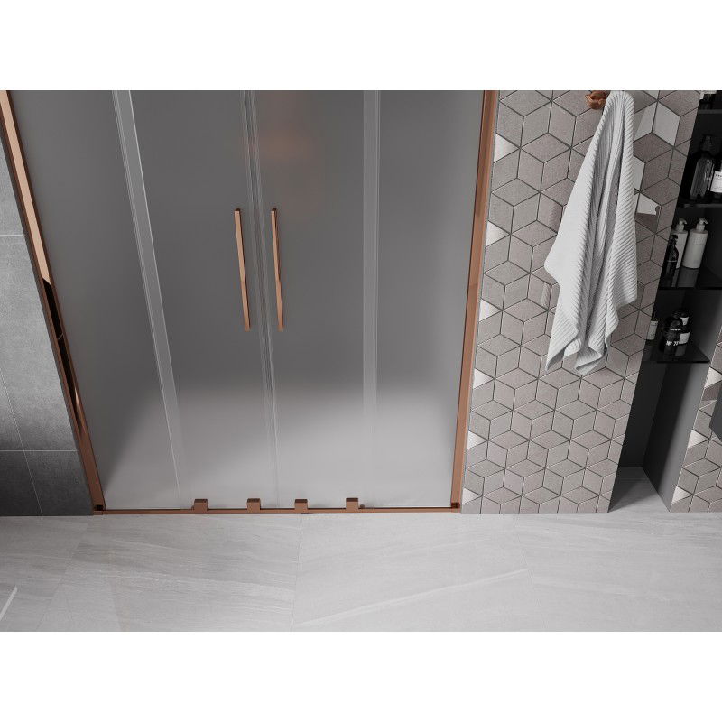Mexen Velar Duo porte de douche coulissantes 160 cm, givré, or rose - 871-160-000-32-60