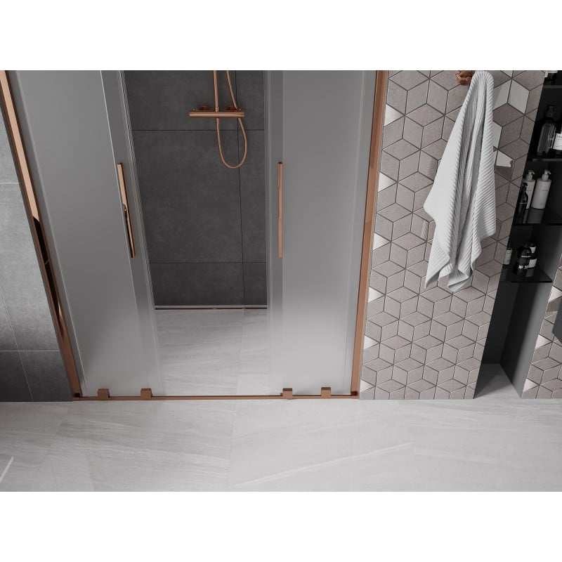 Mexen Velar Duo porte de douche coulissante 140 cm, givré, or rose - 871-140-000-32-60