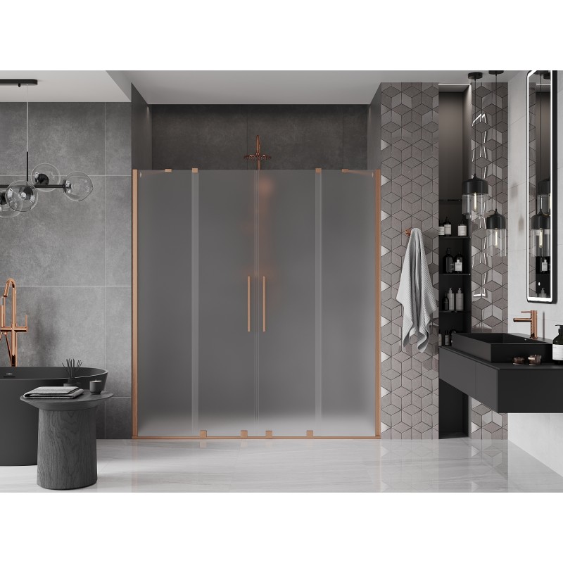 Mexen Velar Duo porte de douche coulissante 180 cm, givré, cuivre brossé - 871-180-000-32-65