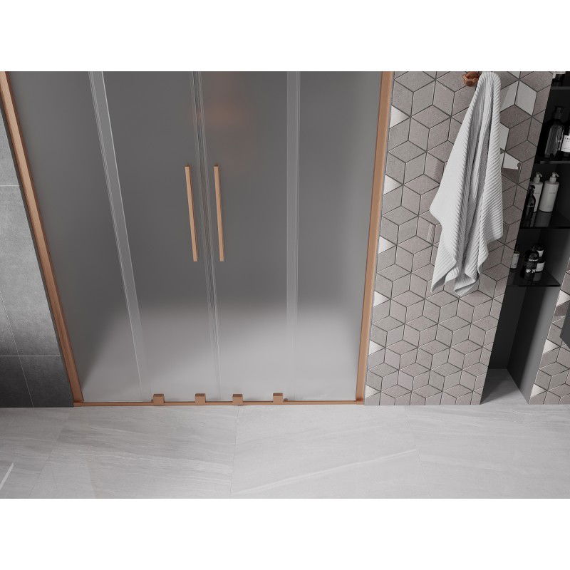 Mexen Velar Duo porte de douche coulissantes 160 cm, givré, cuivre brossé - 871-160-000-32-65