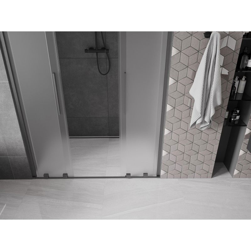 Mexen Velar Duo portes de douche coulissantes 140 cm, givré, gris canon brossé - 871-140-000-32-66