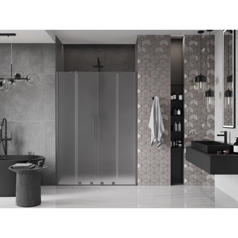 Mexen Velar Duo porte de douche coulissante 160 cm, givré, gris canon brossé - 871-160-000-32-66