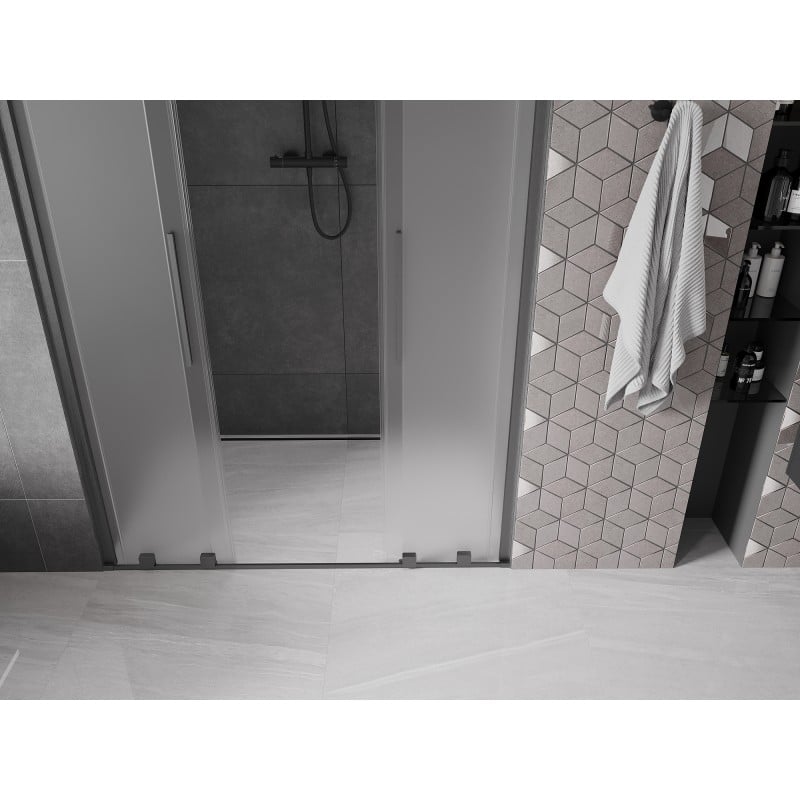 Mexen Velar Duo porte de douche coulissante 160 cm, givré, gris canon brossé - 871-160-000-32-66