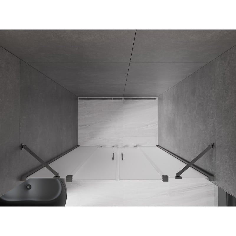 Mexen Velar Duo porte de douche coulissante 160 cm, givré, gris canon brossé - 871-160-000-32-66