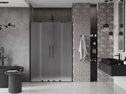 Mexen Velar Duo portes de douche coulissantes 140 cm, givre, noir - 871-140-000-32-70