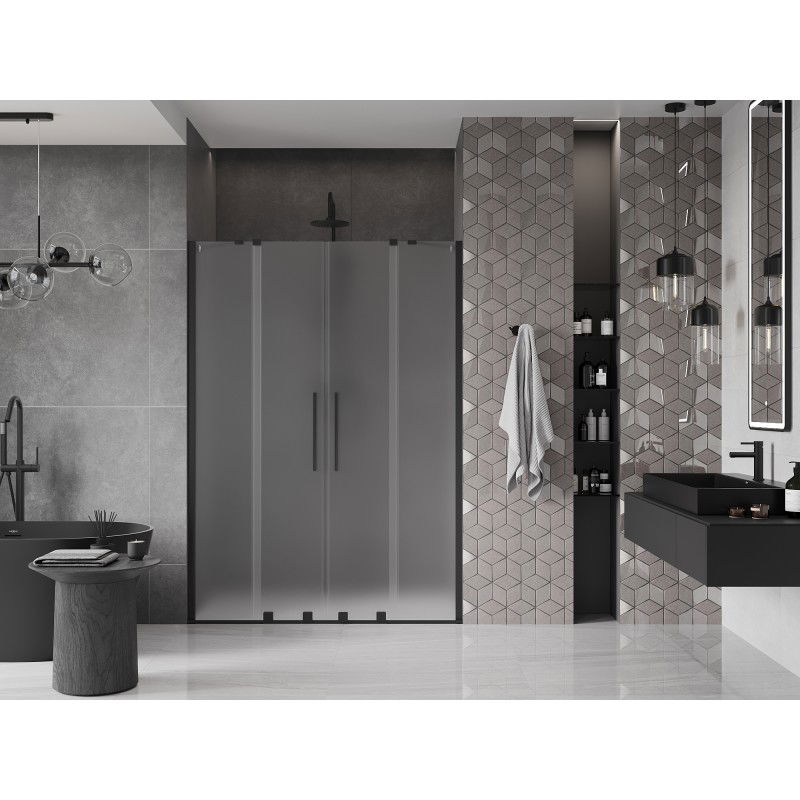 Mexen Velar Duo porte de douche coulissante 160 cm, givrée, noire - 871-160-000-32-70