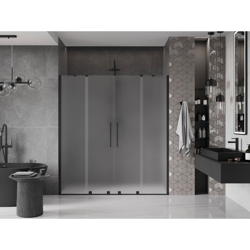 Mexen Velar Duo portes de douche coulissantes 170 cm, givré, noir - 871-170-000-32-70