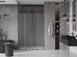 Mexen Velar Duo portes de douche coulissantes 160 cm, givré, métal canon - 871-160-000-32-95