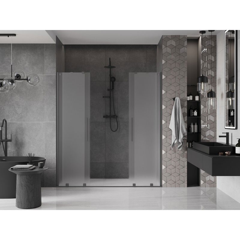 Mexen Velar Duo porte de douche coulissante 170 cm, verre dépoli, finition gun métal - 871-170-000-32-95
