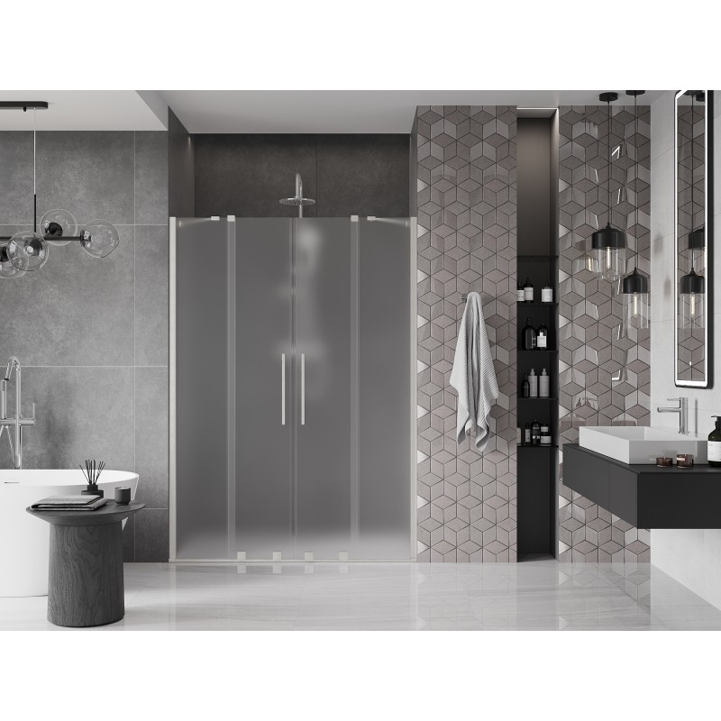 Mexen Velar Duo porte de douche coulissante 140 cm, givre, nickel brossé - 871-140-000-32-97