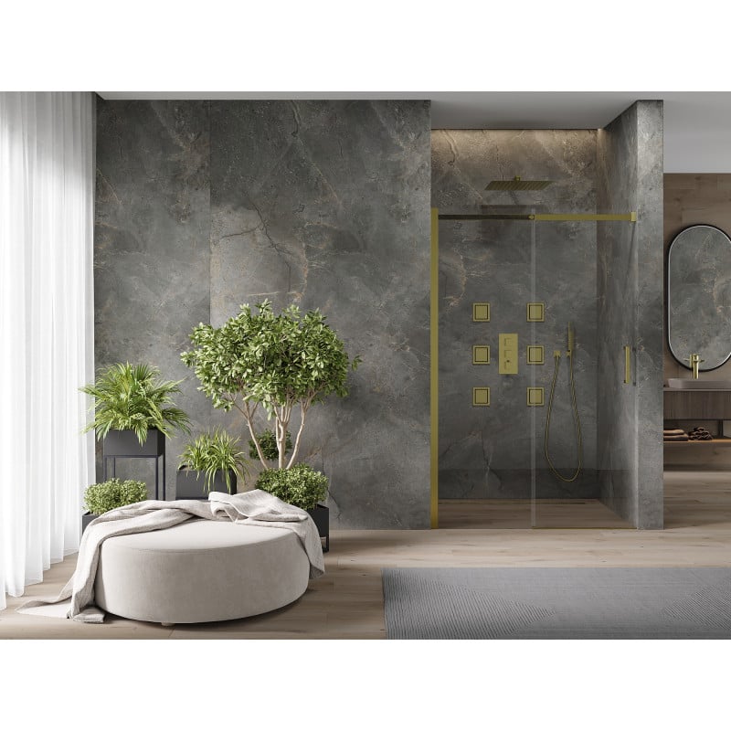 Mexen Omega portes de douche coulissantes 130 cm, transparentes, dorées - 825-130-000-50-00