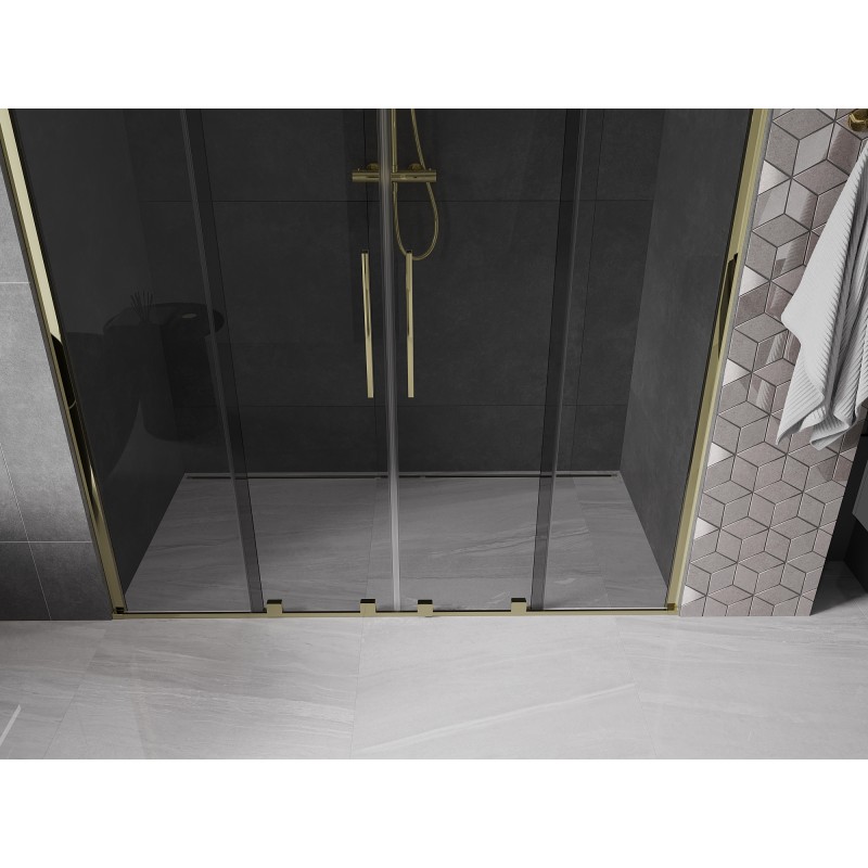 Mexen Velar Duo porte de douche coulissante 180 cm, graphite, doré - 871-180-000-42-50