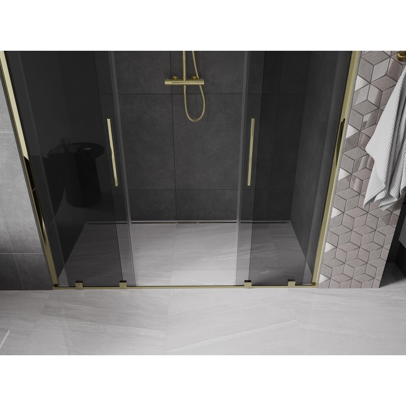 Mexen Velar Duo porte de douche coulissante 180 cm, graphite, doré - 871-180-000-42-50