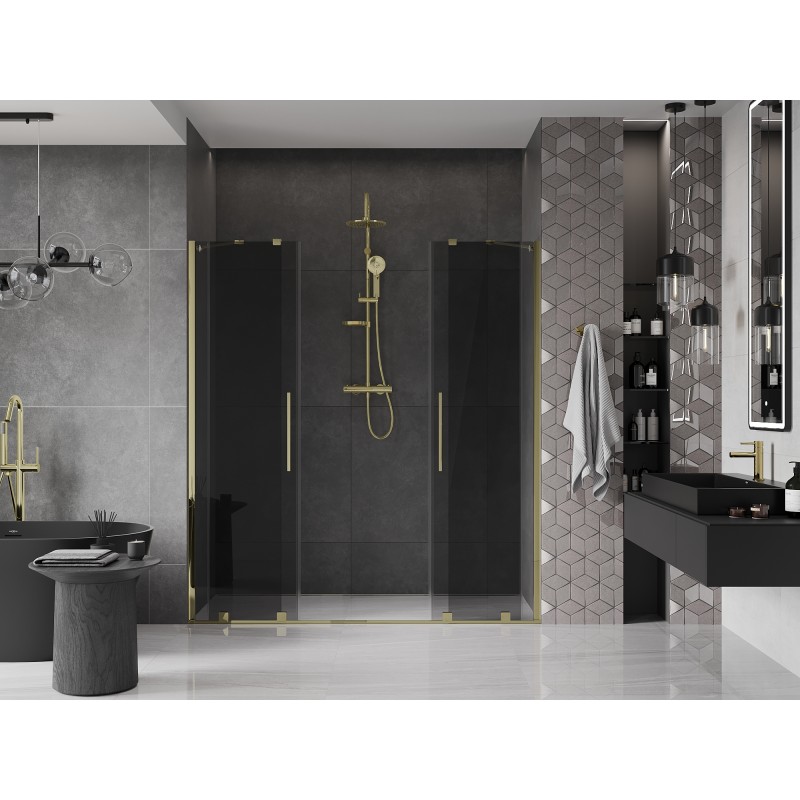 Mexen Velar Duo porte de douche coulissante 180 cm, graphite, doré - 871-180-000-42-50