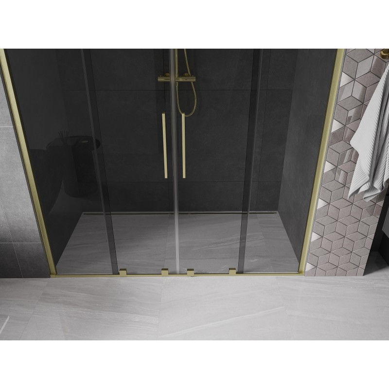 Mexen Velar Duo porte de douche coulissante 180 cm, graphite, or brossé - 871-180-000-42-55