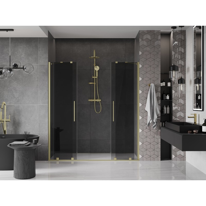 Mexen Velar Duo porte de douche coulissante 180 cm, graphite, or brossé - 871-180-000-42-55