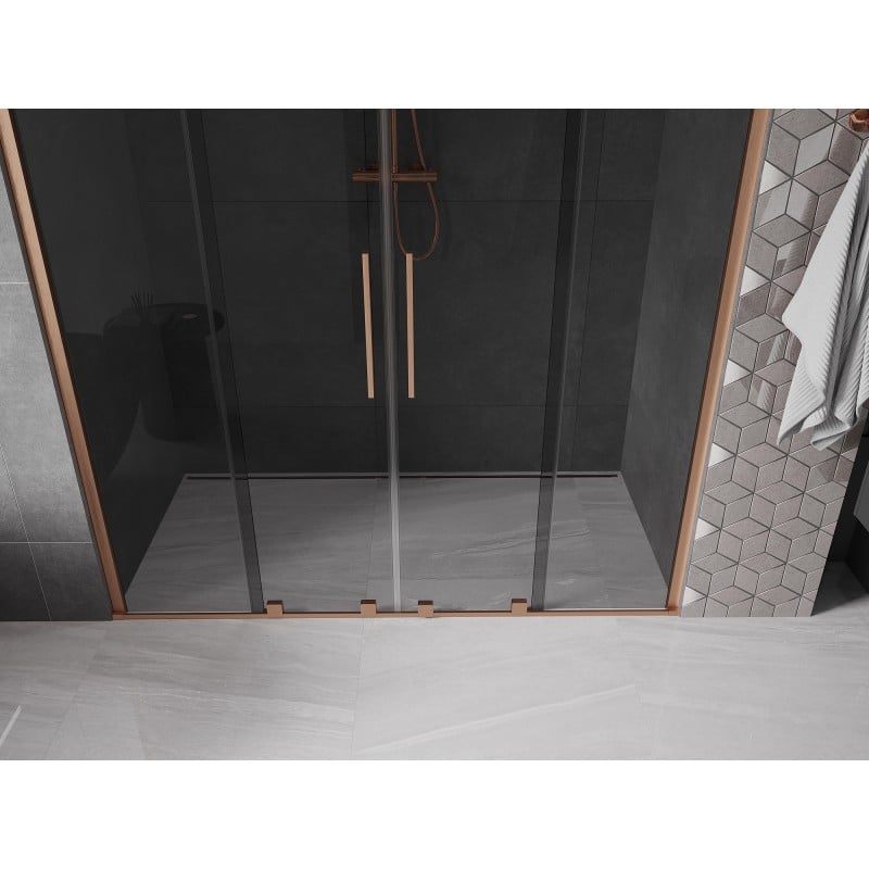 Mexen Velar Duo porte de douche coulissante 200 cm, graphite, cuivre brossé - 871-200-000-42-65