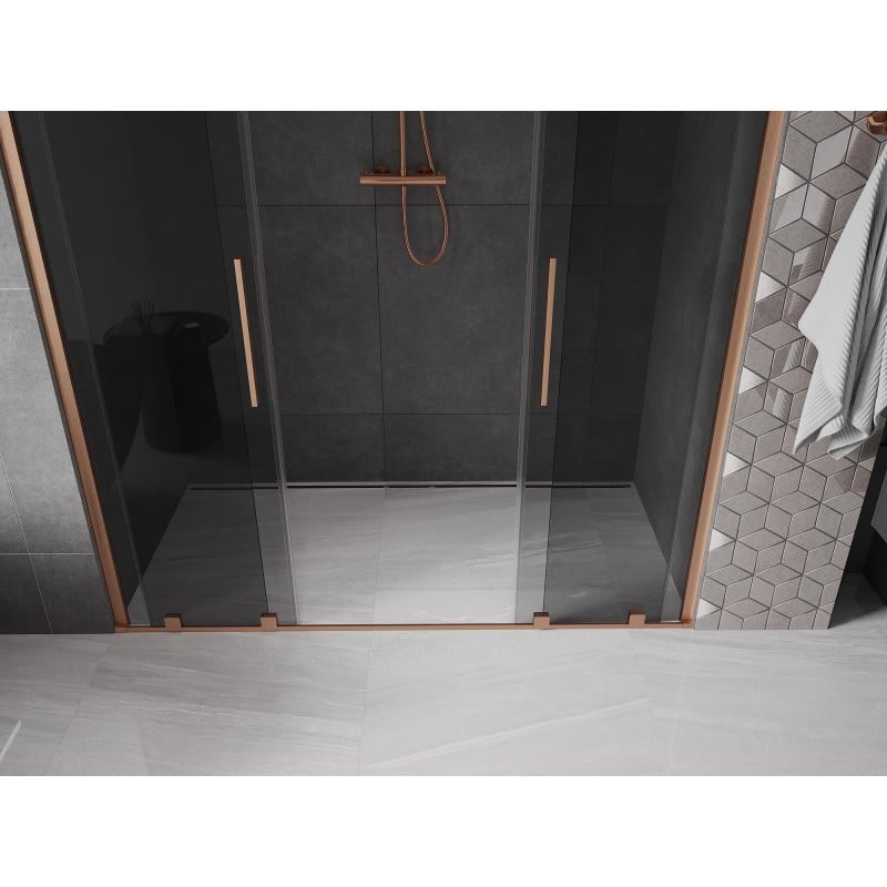 Mexen Velar Duo porte de douche coulissante 170 cm, graphite, cuivre brossé - 871-170-000-42-65