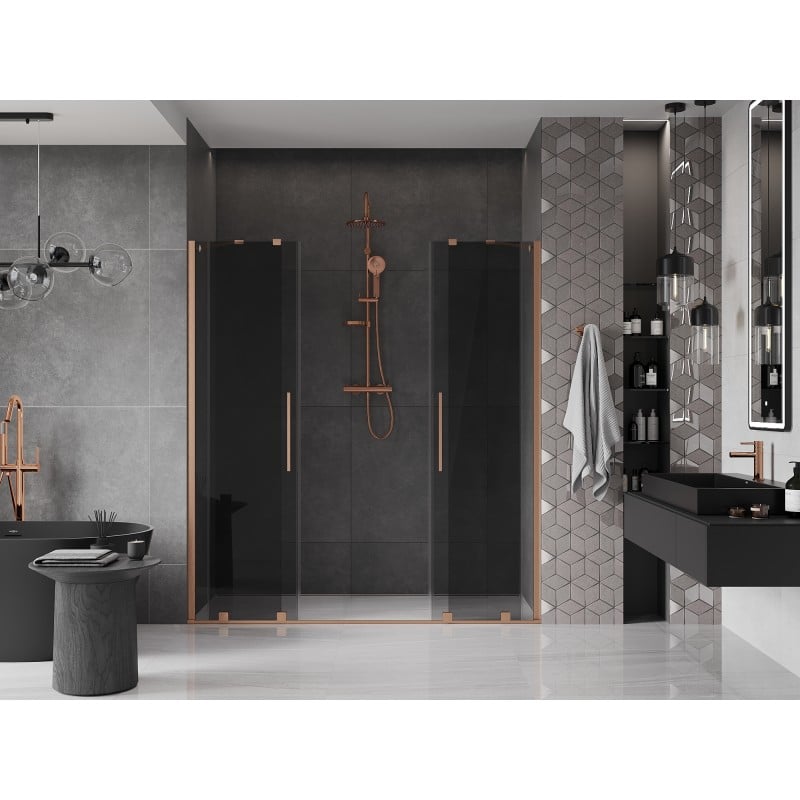 Mexen Velar Duo porte de douche coulissante 170 cm, graphite, cuivre brossé - 871-170-000-42-65